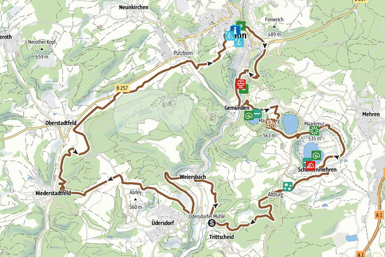 Abbildung der Route des Eifeler Allerlei