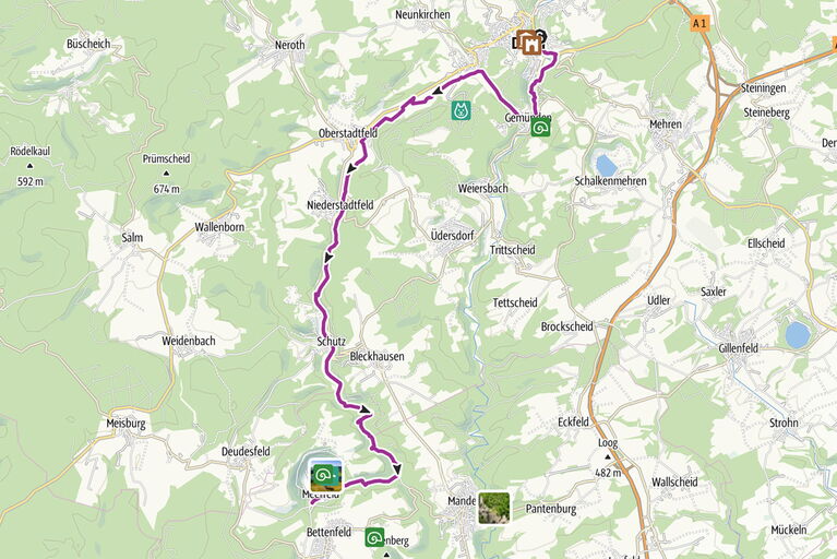 Abbildung der Route des Kosmosradwegs
